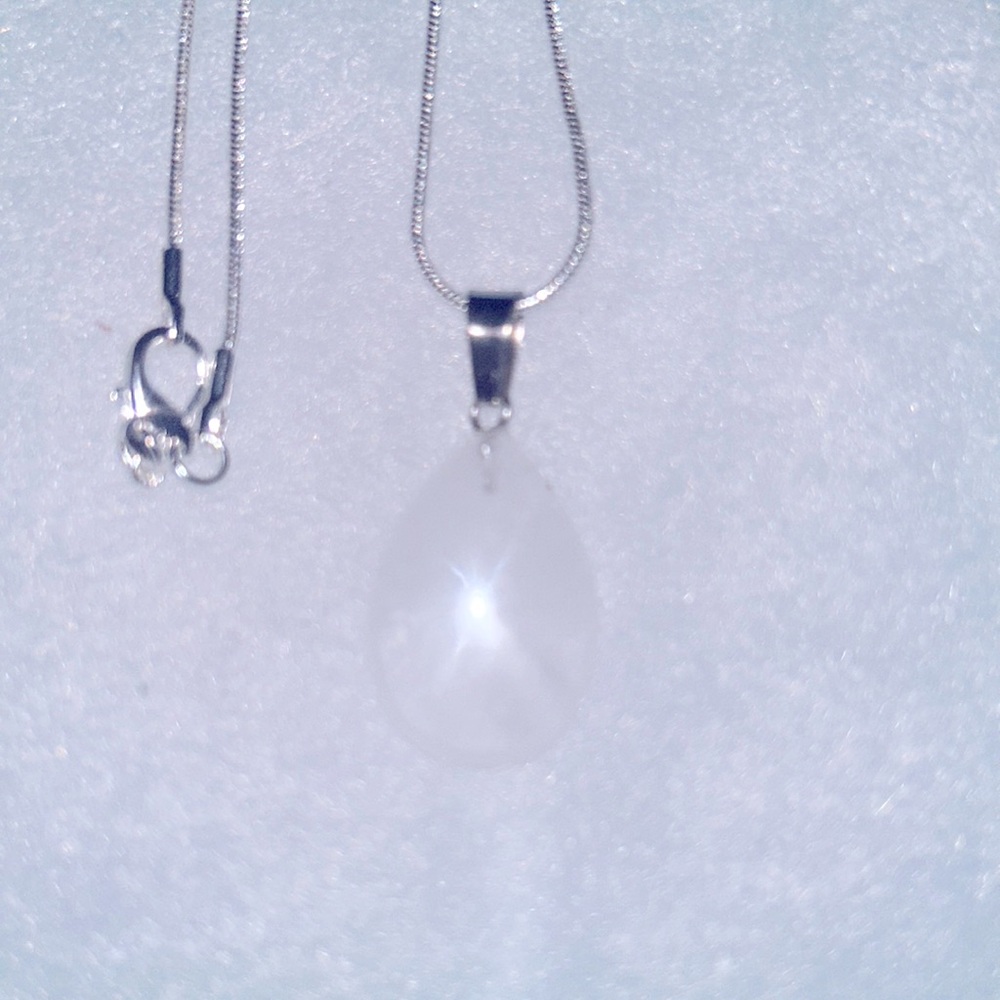 Boho hippie Quartz Crystal Sterling Silver 16” Necklace